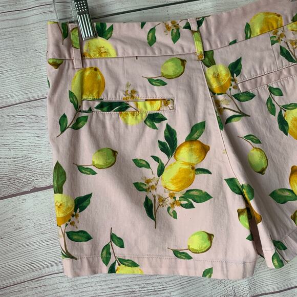 Cynthia Rowley Pink Lemon Print Chino Shorts with Pockets Cotton Blend Size 6 - Picture 5 of 13